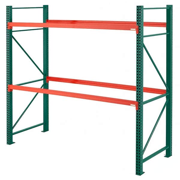 Steel King - 2 Shelf Starter Box Formed Closed Steel Shelving - 27,790 Lb Capacity, 120" Wide x 120" High x 48" Deep, Green/Orange - Benchmark Tooling