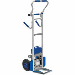 Wesco Industrial Products - 300 Lb Capacity 53-1/2" OAH Stair Climbing Battery Powered Hand Truck - Continuous Handle, Aluminum, Pneumatic Wheels - Benchmark Tooling