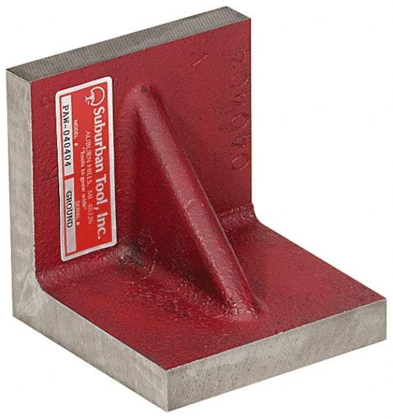 Suburban Tool - 10" Wide x 10" Deep x 10" High Cast Iron Precision-Ground Angle Plate - Standard Plate, Flat Surface, Double Web, 1" Thick, Single Plate - Benchmark Tooling