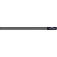 Corner Radius End Mill: 1/8″ Dia, 3/16″ LOC, 0.01″ Radius, 4 Flutes, Solid Carbide 2-1/2″ OAL, 3″ Shank Dia, Helix, AlTiN Coated, Corner Radius End, Centercutting