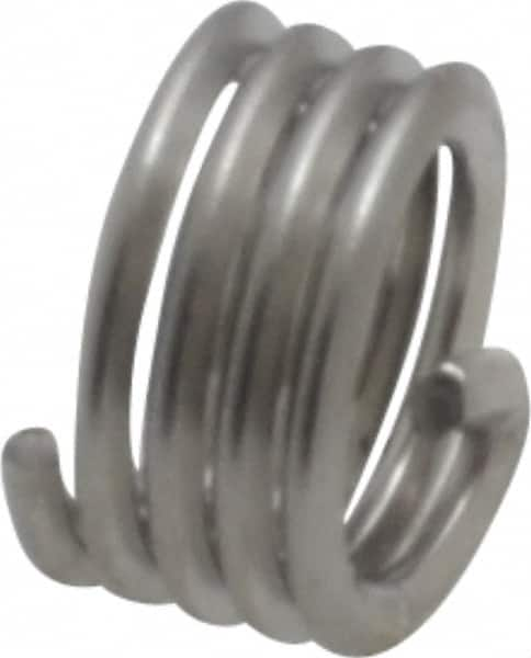 Recoil - #10-32 UNF, 0.19" OAL, Free Running Helical Insert - 4-1/8 Free Coils, Tanged, Stainless Steel, Bright Finish, 1D Insert Length - Benchmark Tooling