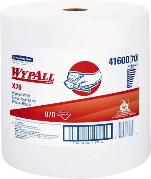 WypAll - X70 Dry Shop Towel/Industrial Wipes - Jumbo Roll, 13-3/8" x 12-1/2" Sheet Size, White - Benchmark Tooling