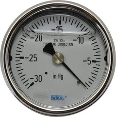 Wika - 2-1/2" Dial, 1/4 Thread, 30-0 Scale Range, Pressure Gauge - Center Back Connection Mount, Accurate to 2-1-2% of Scale - Benchmark Tooling