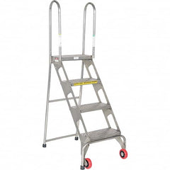 Stainless Steel Rolling Ladder: Type 1A, 4 Step Perforated Tread