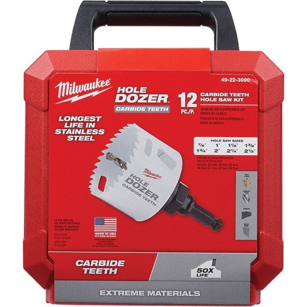 Milwaukee Tool - Hole Saw Kits Minimum Saw Diameter (Inch): 7/8 Maximum Saw Diameter (Inch): 2-1/2 - Benchmark Tooling