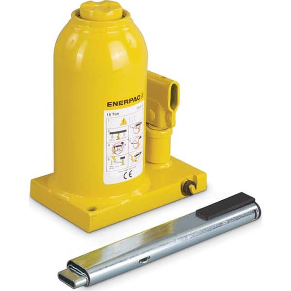 Enerpac - Manual Bottle, Screw, Ratchet & Hydraulic Jacks Type: Hydraulic Bottle Jack Load Capacity (Ton): 15 (Inch) - Benchmark Tooling