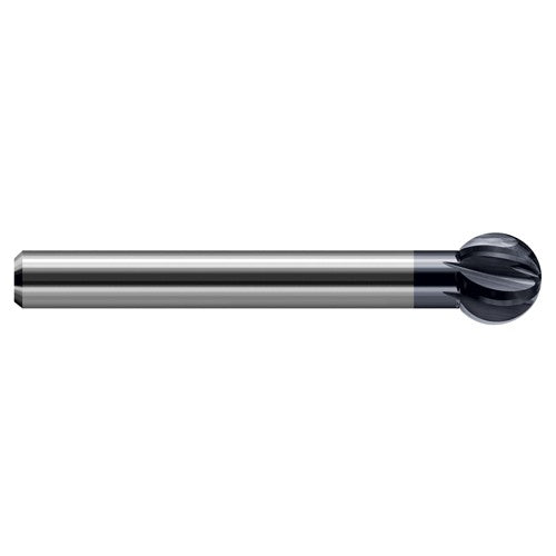 5/8″ Dia. × 3/8″ Shank × 0.546″ DOC × 4″ OAL, Carbide AlTiN, 6 Flute, Ballnose End Mill - Exact Industrial Supply