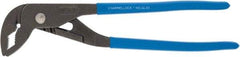 Channellock - 10" OAL, 1-1/4" Max Capacity, 5 Position Tongue & Groove Pliers - V-Jaws, Plastic Dipped Handles - Benchmark Tooling