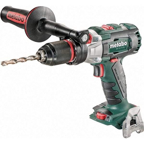 Metabo - 18 Volt 1/16 to 1/2" Keyless Chuck Cordless Hammer Drill - 32300 BPM, 500 to 1,850 RPM, Reversible, Pistol Grip Handle - Benchmark Tooling