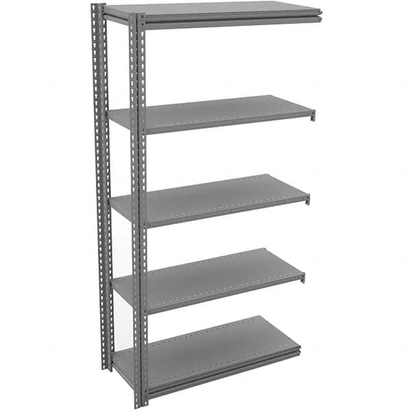 Tennsco - 5 Shelf Add-On Open Steel Shelving - 42" Wide x 84" High x 12" Deep, Medium Gray - Benchmark Tooling
