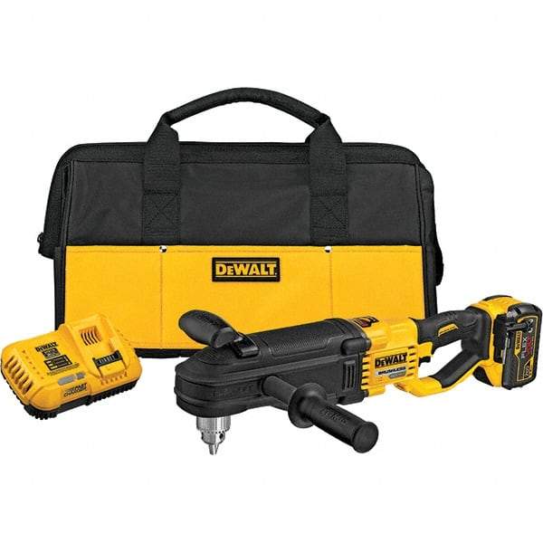 DeWALT - 60 Volt 1/2" Chuck Inline Handle Cordless Drill - 1320 RPM, Keyed Chuck, Reversible, 1 Lithium-Ion Battery Included - Benchmark Tooling