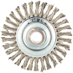 Norton - 4" OD, 5/8-11 Arbor Hole, Stringer Bead Stainless Steel Wheel Brush - Benchmark Tooling