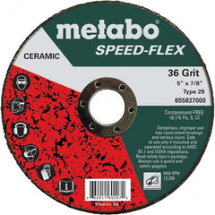 Metabo - 5" Diam, 7/8" Hole, 36 Grit Ceramic Alumina Fiber Disc - Benchmark Tooling