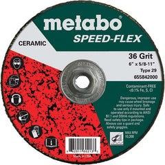 Metabo - 6" Diam, 5/8-11 Hole, 36 Grit Ceramic Alumina Fiber Disc - Benchmark Tooling
