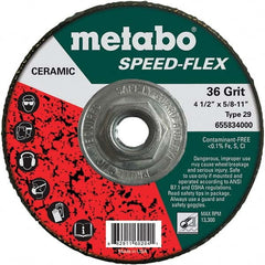 Metabo - 4-1/2" Diam, 5/8-11 Hole, 36 Grit Ceramic Alumina Fiber Disc - Benchmark Tooling
