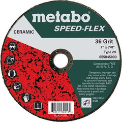 Metabo - 7" Diam, 7/8" Hole, 36 Grit Ceramic Alumina Fiber Disc - Benchmark Tooling