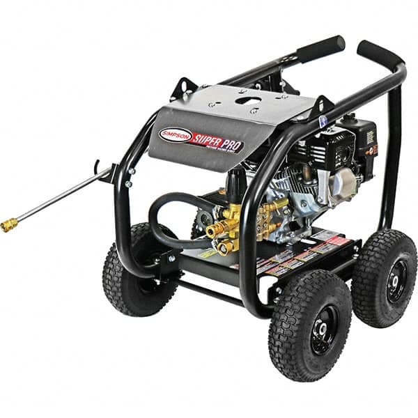 Simpson - Gas, 5.5 hp, 3,600 psi, 2.5 GPM, Cold Water Pressure Washer - AAA Triplex, 25' x 5/16" Hose - Benchmark Tooling