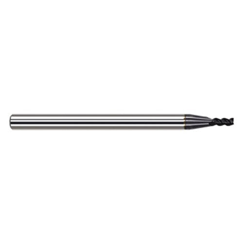 Variable Helix End Mills for Medium Alloy Steels - 0.0470″ (3/64″) Cutter Diameter × 0.2500″ (1/4″) Length of Cut Carbide Square End Mill for Medium Alloy Steels, 3 Flutes, AlTiN Coated - Exact Industrial Supply