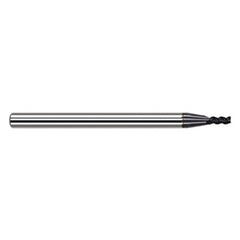 Variable Helix End Mills for Medium Alloy Steels - 0.0470″ (3/64″) Cutter Diameter × 0.2500″ (1/4″) Length of Cut Carbide Square End Mill for Medium Alloy Steels, 3 Flutes, AlTiN Coated - Exact Industrial Supply
