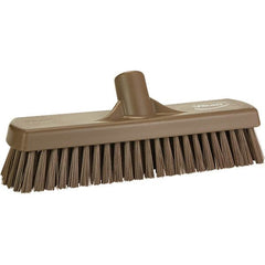 Vikan - 1.7" Bristle Length, Polyester Scrub Brush - 11-1/4" Long x 3" Wide Head, 11-1/4" OAL, Brown, Polypropylene Block - Benchmark Tooling