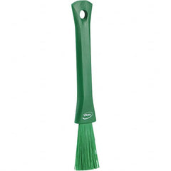 Vikan - 2-1/4" Bristle Length, Polyester Detail Brush - 1-1/4" Long x 0.4" Wide Head, 8.07" OAL, Ergonomic Handle, Green, Polypropylene Block - Benchmark Tooling