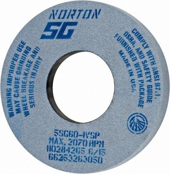 Norton - 12" Diam x 5" Hole x 1-1/2" Thick, I Hardness, 60 Grit Surface Grinding Wheel - Ceramic, Type 5, Medium Grade, 2,070 Max RPM, Vitrified Bond, One-Side Recess - Benchmark Tooling