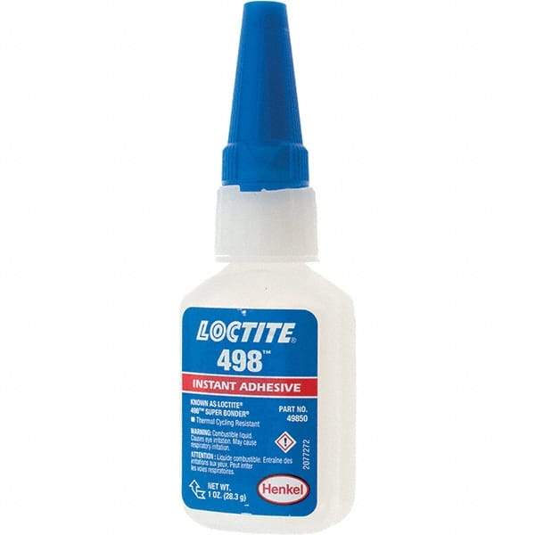 Loctite - 1 oz Bottle Clear Instant Adhesive - 498 SUPERBONDER 1OZ LOCTITE SPDBNDER ADHS - Benchmark Tooling