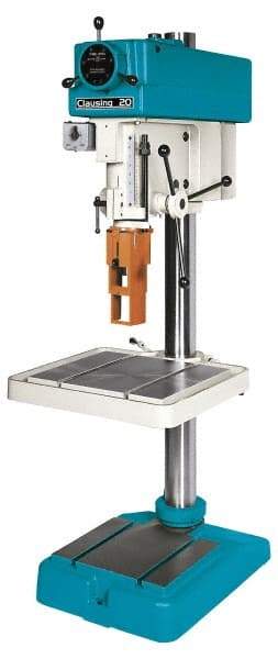 Clausing - 20" Swing, Step Pulley Drill Press - Variable Speed, 3/4 to 1-1/2 hp, Three Phase - Benchmark Tooling