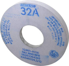 Norton - 14" Diam x 5" Hole x 1-1/2" Thick, K Hardness, 60 Grit Surface Grinding Wheel - Aluminum Oxide, Type 5, Medium Grade, 1,800 Max RPM, Vitrified Bond, One-Side Recess - Benchmark Tooling