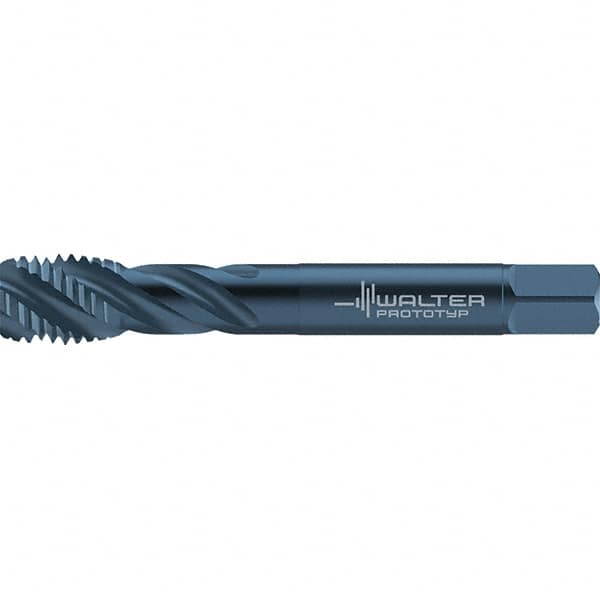 Walter-Prototyp - 7/16-14 UNC 3 Flute 2B/3B Semi-Bottoming Spiral Flute Tap - High Speed Steel, Oxide Finish, 100mm OAL, Right Hand Flute, Right Hand Thread, Series TC117 - Exact Industrial Supply
