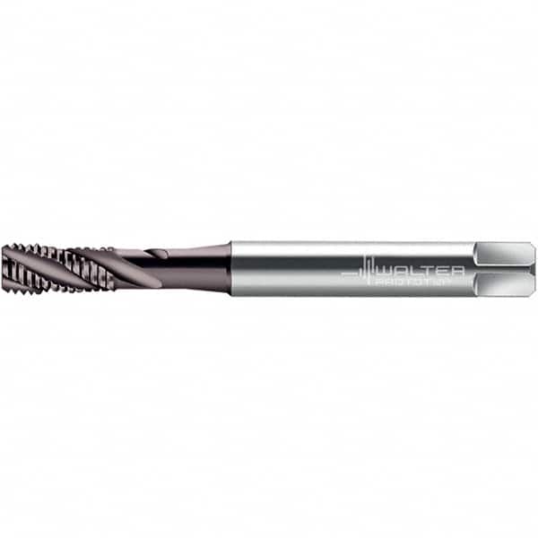 Walter-Prototyp - #0-80 UNF 3 Flute 2B/3B Semi-Bottoming Spiral Flute Tap - High Speed Steel, TiAlN Finish, 40mm OAL, Right Hand Flute, Right Hand Thread, Series TC117 - Exact Industrial Supply