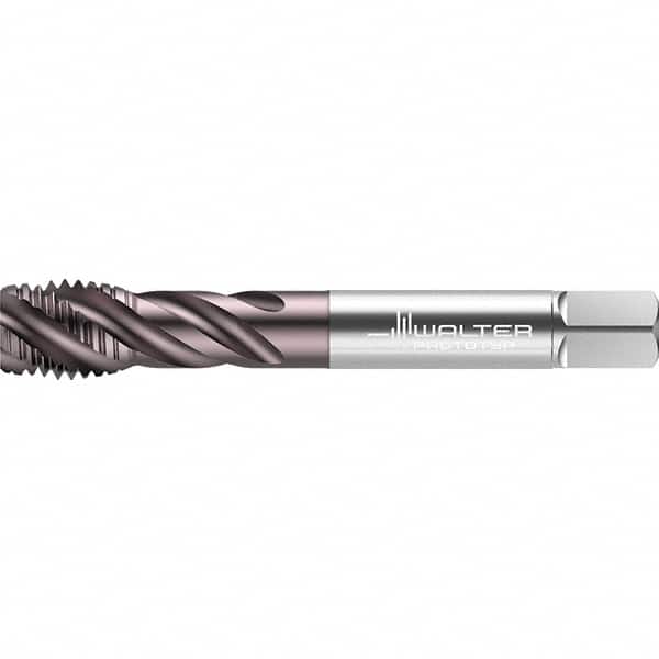 Walter-Prototyp - 1-1/8-7 UNC 5 Flute 2B/3B Semi-Bottoming Spiral Flute Tap - High Speed Steel, TiAlN Finish, 180mm OAL, Right Hand Flute, Right Hand Thread, Series TC117 - Benchmark Tooling