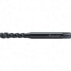 Walter-Prototyp - 1/4-28 UNF 3 Flute 2BX Semi-Bottoming Spiral Flute Tap - High Speed Steel, Oxide Finish, 80mm OAL, Right Hand Flute, Right Hand Thread, Series TC142 - Exact Industrial Supply