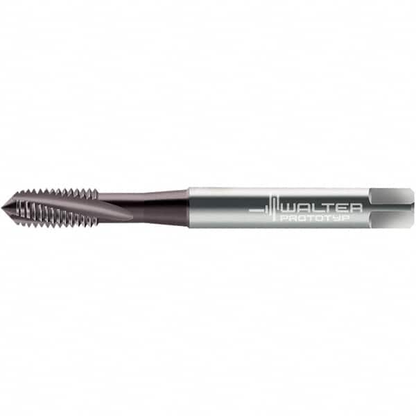 Walter-Prototyp - 1/4-20 UNC 3 Flute 2BX Semi-Bottoming Spiral Flute Tap - High Speed Steel, Bright Finish, 80mm OAL, Right Hand Flute, Right Hand Thread - Exact Industrial Supply