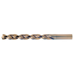 10.50mm RHS / RHC HSS-CO 8% (M42) 135 Degree Split Point Q-Cobalt Wide Land Parabolic Jobber Drill - Straw / Gold Oxide - Exact Industrial Supply