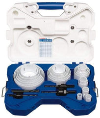 Lenox - 26 Piece, 3/4" to 4-3/4" Saw Diam, Contractor's Hole Saw Kit - Bi-Metal, Pilot Drill Model No. 56PD, Includes 20 Hole Saws - Benchmark Tooling