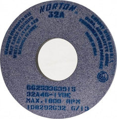 Norton - 14" Diam x 5" Hole x 1" Thick, I Hardness, 46 Grit Surface Grinding Wheel - Aluminum Oxide, Type 1, Coarse Grade, 1,800 Max RPM, Vitrified Bond, No Recess - Benchmark Tooling