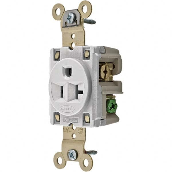 Hubbell Wiring Device-Kellems - 125V 20A NEMA 5-20R Industrial Grade White Straight Blade Single Receptacle - Benchmark Tooling