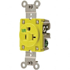 Hubbell Wiring Device-Kellems - 125V 20A NEMA 5-20R Marine Grade Yellow Straight Blade Single Receptacle - Benchmark Tooling