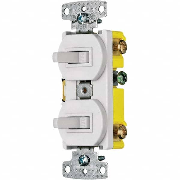 Hubbell Wiring Device-Kellems - Combination Wall Switch & Receptacles Combination Switch/Receptacle Type: Toggle Switch Color: White - Benchmark Tooling