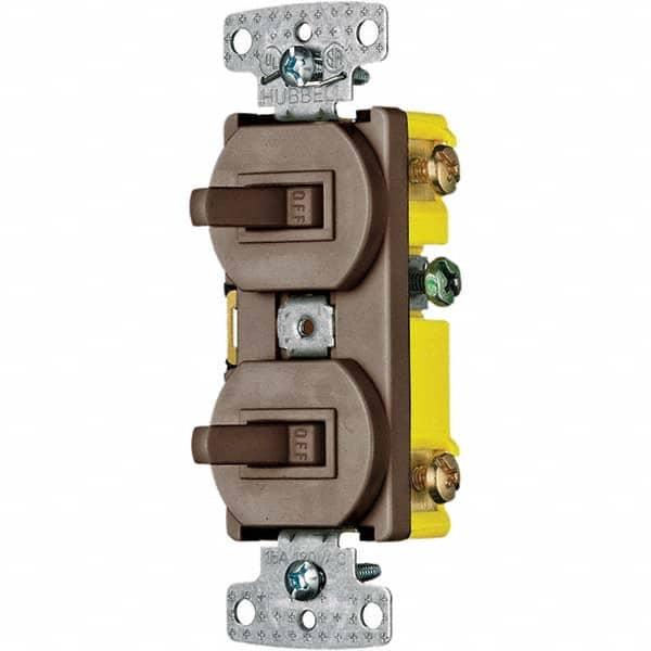 Hubbell Wiring Device-Kellems - Combination Wall Switch & Receptacles Combination Switch/Receptacle Type: Toggle Switch Color: Brown - Benchmark Tooling