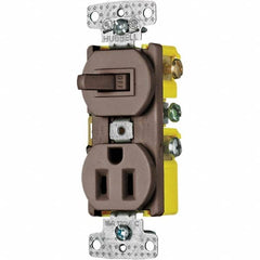 Hubbell Wiring Device-Kellems - Combination Wall Switch & Receptacles Combination Switch/Receptacle Type: Combination Outlet & Switch Color: Brown - Benchmark Tooling