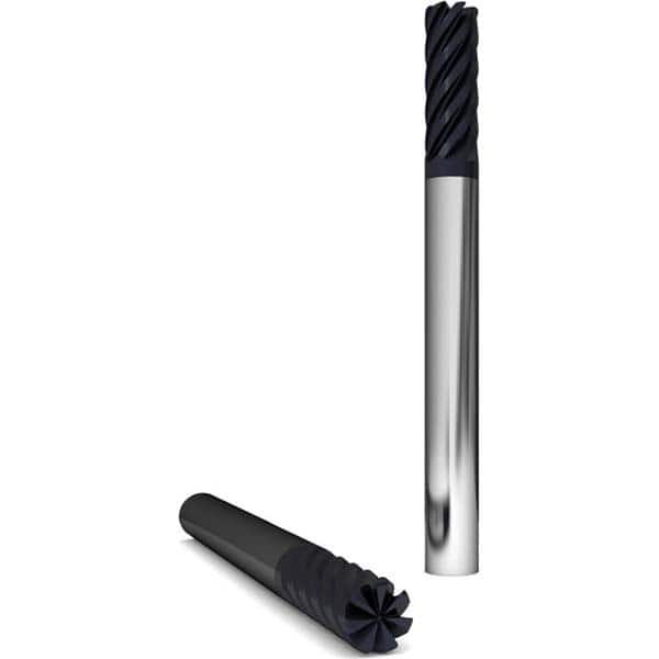 Corner Radius End Mill: 1″ Dia, 2″ LOC, 0.06″ Radius, 7 Flutes, Solid Carbide 5″ OAL, 1″ Shank Dia, 38 ° Helix, AlCr Coated, Corner Radius End, Series 2215