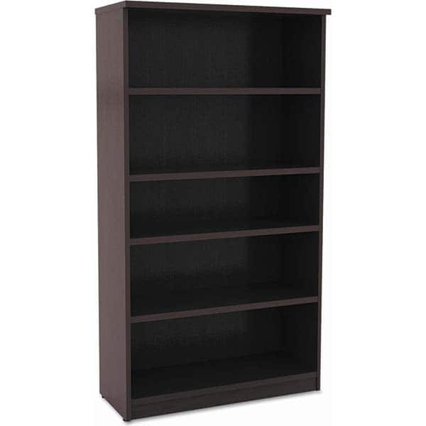 Bookcases; Overall Height: 64.75 in; Color: Espresso; Number of Shelves: 5; Width (Inch): 31.75 in; Width (Decimal Inch): 31.7500; 31.75 in; Depth (Inch): 14 in; Material: Textured Woodgrain Laminate; Color: Espresso; Material: Textured Woodgrain Laminate