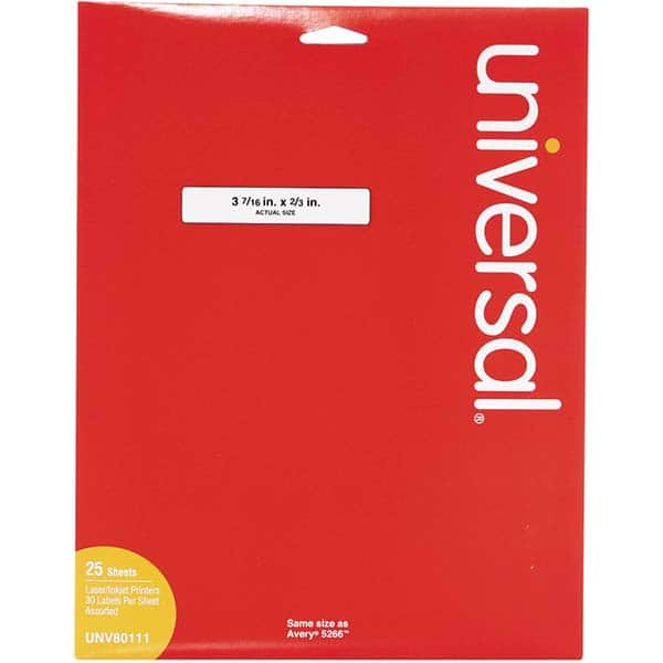 UNIVERSAL - Labels, Ribbons & Tapes Type: File Folder Label Color: White - Benchmark Tooling