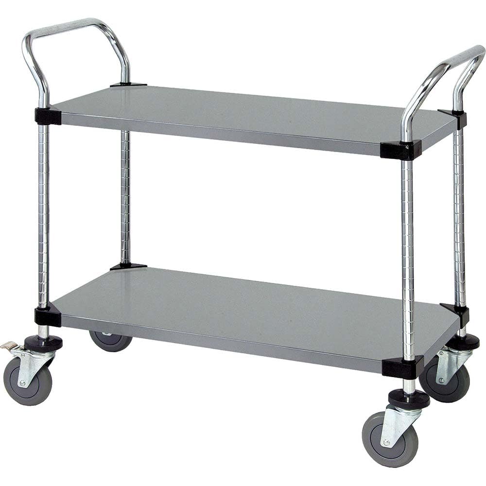 Utility Cart: Stainless Steel, Silver Swivel