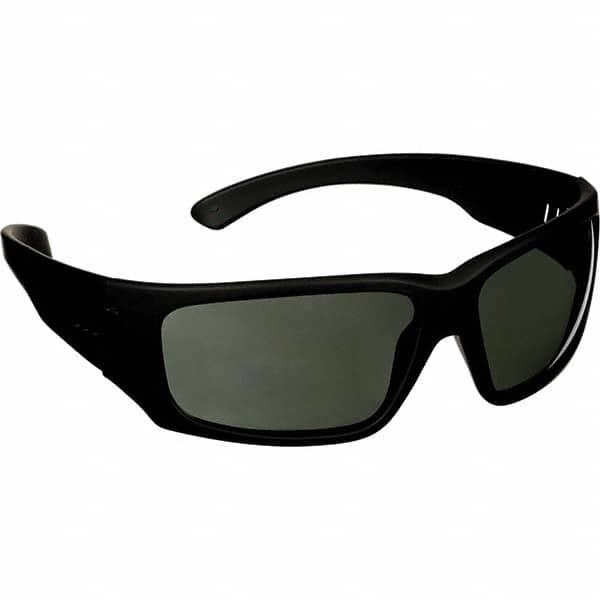 Safety Glass: Anti-Fog & Scratch-Resistant, Polycarbonate, Gray Lenses, Full-Framed Black Frame