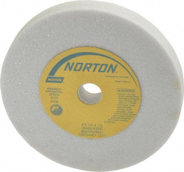Norton - 60 Grit Aluminum Oxide Type 1 Internal Grinding Wheel - 4" Diam x 1/2" Hole x 1/2" Thick, 8,120 Max RPM, Type 1 Medium Grade, K Hardness, Vitrified Bond, One-Side Recess - Benchmark Tooling