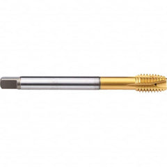 Spiral Point Tap: M22 x 2.5, Metric, 4 Flutes, Plug, 6H, Powdered Metal, TiN-70 Finish 27 mm Thread Length, 140 mm OAL, Right Hand, D7, Series C1088F01