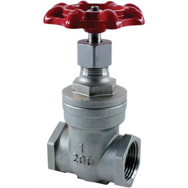 Gate Valves; Type: Gate Valve; Pipe Size: 1-1/2; End Connection: FNPT x FNPT; Disc Style: Solid Wedge; Bonnet Style: Threaded; Class: 200; Special Item Information: Non-Rising Stem; For Use With: Water; Oil; Gas; Minimum Order Quantity: 316 Stainless Stee